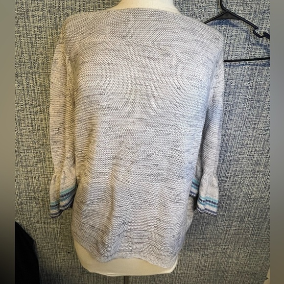 Zozo Sweaters - Women's Gray Sweater with Striped bell sleeves